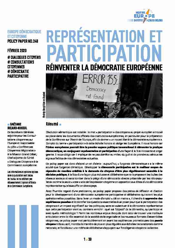 [PDF] REPRÉSENTATION ET - Institut Jacques Delors