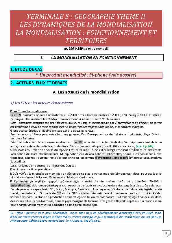[PDF] TERMINALE S : GEOGRAPHIE THEME II LES  - Blog Ac Versailles