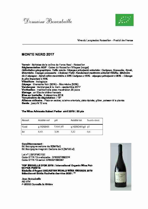 [PDF] MONTE NERO 2017 - Domaine Boucabeille
