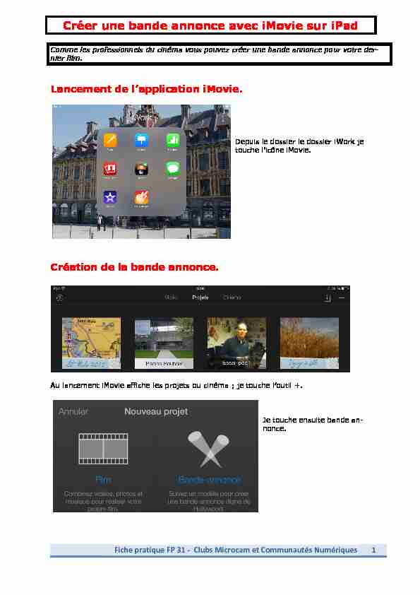 Créer une bande annonce avec iMovie sur iPad