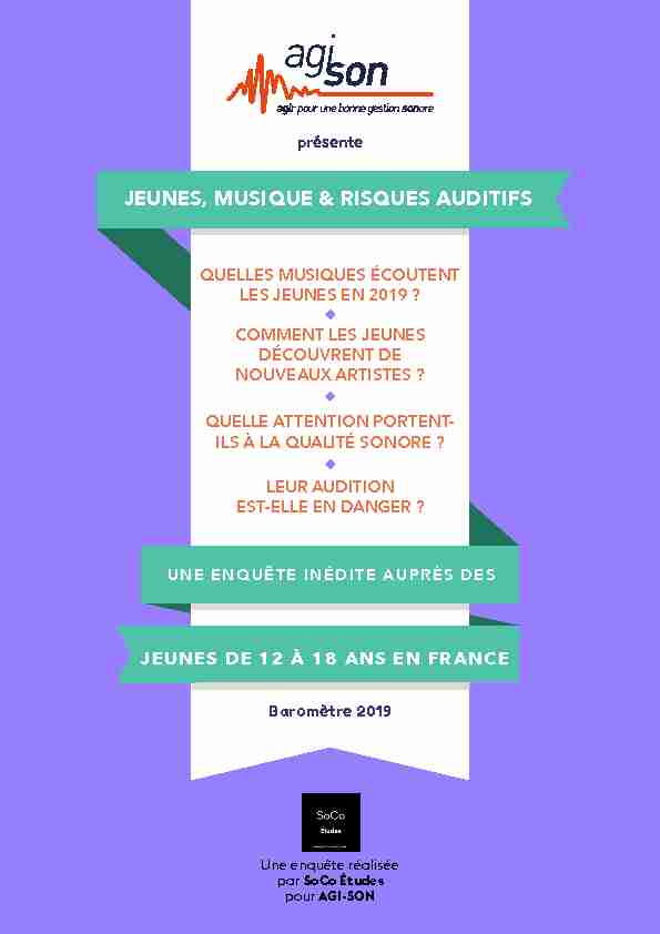 Baromètre 2019 - JEUNES MUSIQUE & RISQUES AUDITIFS