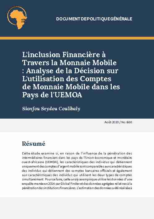 Linclusion Financière à Travers la Monnaie Mobile : Analyse de la