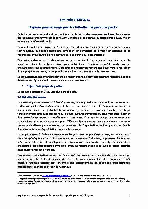 [PDF] Projet baccalauréat STMG 2021 - Crcom