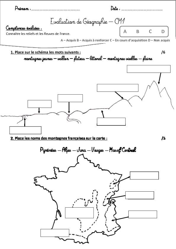 [PDF] Evaluation de Géographie – CM1