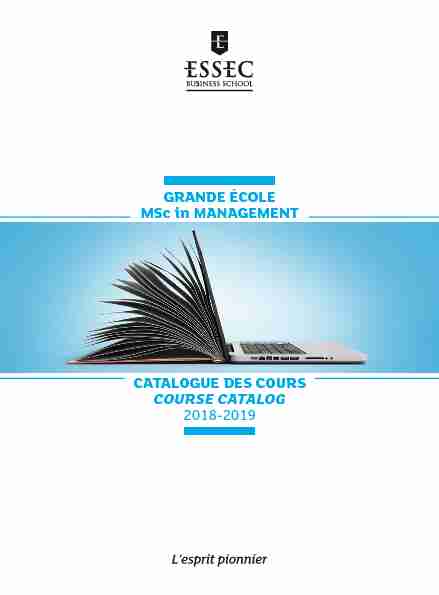 GRANDE ÉCOLE MSc in MANAGEMENT CATALOGUE DES