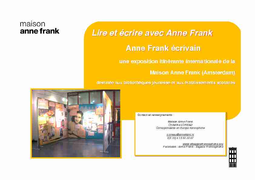 Lire et écrire avec Anne Frank