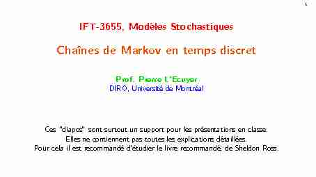 IFT-3655 Modèles Stochastiques orange Chaînes de Markov en