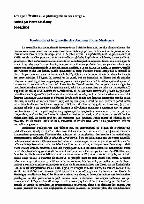 [PDF] Fontenelle et la Querelle des Anciens et des Modernes