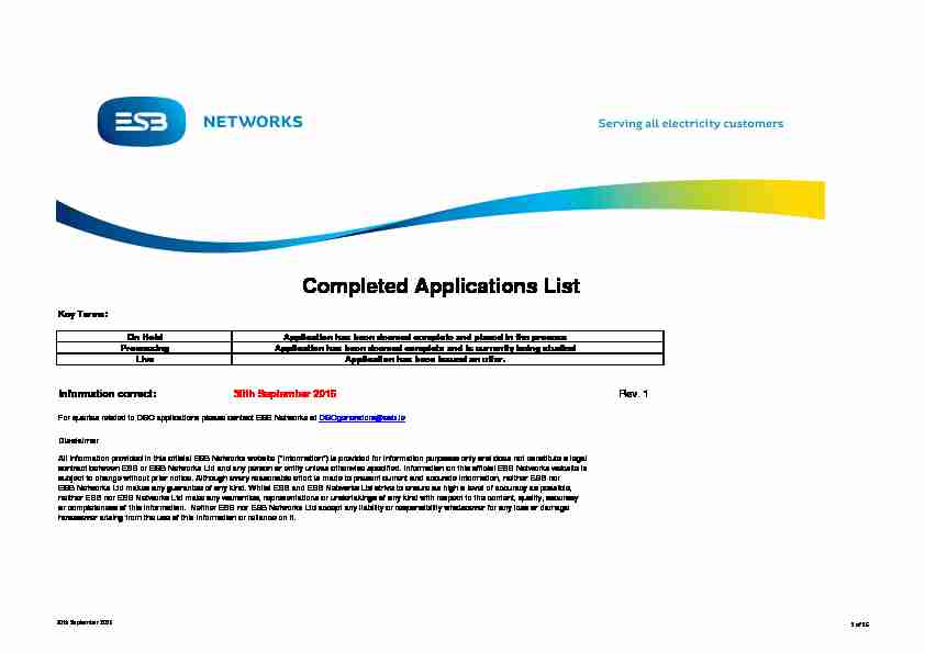 Completed Applications List