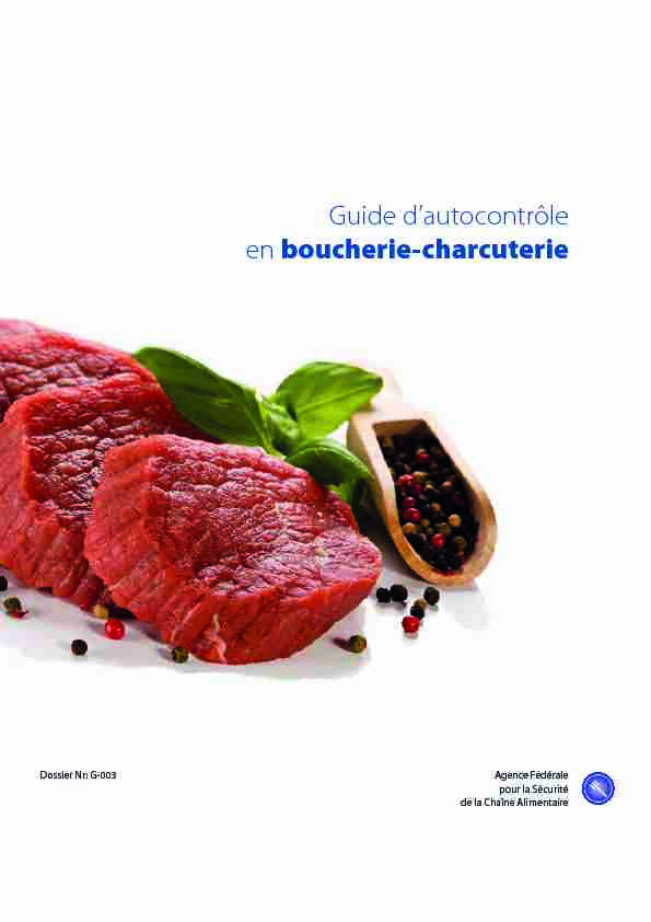 [PDF] Guide dautocontrôle en boucherie-charcuterie - FAVV