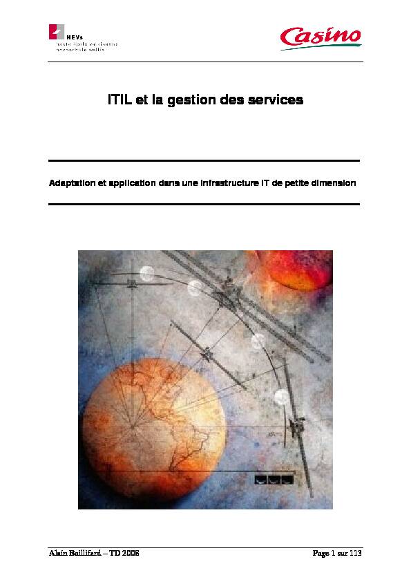 [PDF] ITIL - Introduction et mise en oeuvre - CORE