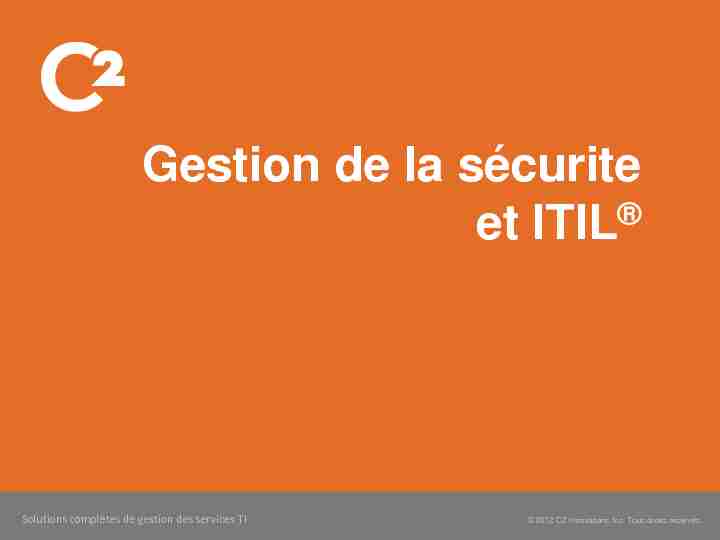 [PDF] Gestion de la sécurite et ITIL - C2 Enterprise