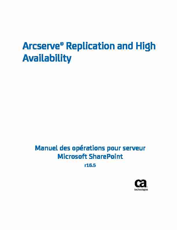 Arcserve Replication and High Availability - Manuel des opérations