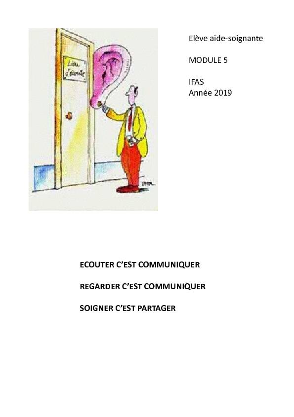 [PDF] Elève aide-soignante MODULE 5 IFAS Année 2019 ECOUTER C