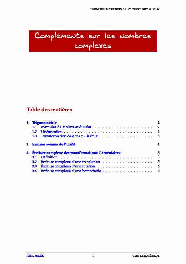 [PDF] Compléments sur les nombres complexes - Lycée dAdultes