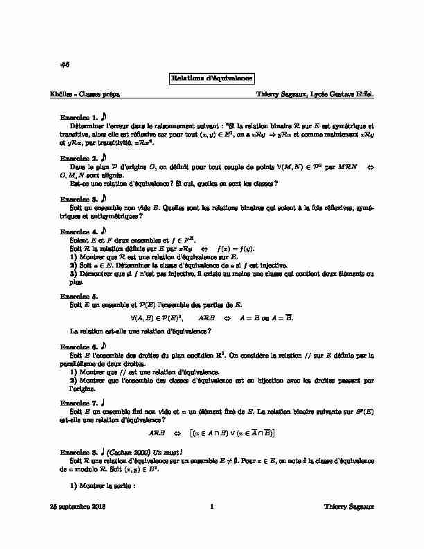 [PDF] Relations déquivalence - Thierry Sageaux