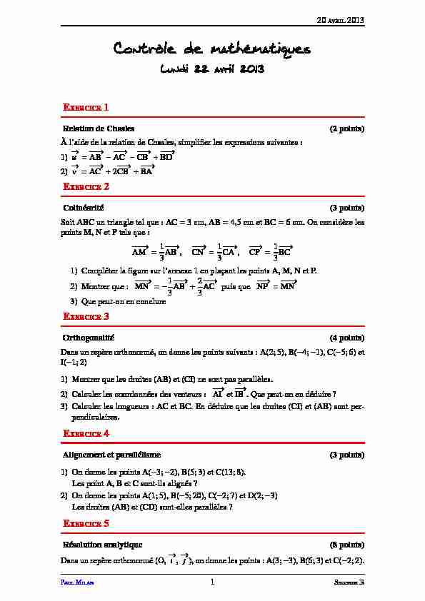 [PDF] Vecteurs 22 04 2013 - Contrôle de mathématiques