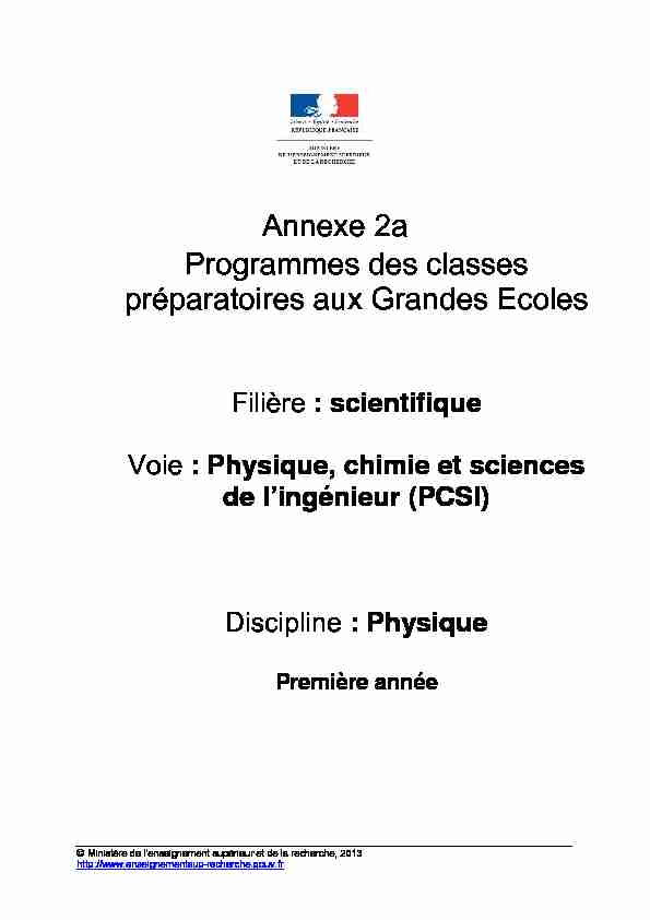 [PDF] Annexe 2a Programmes des classes préparatoires aux Grandes