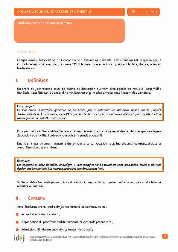 Searches related to exemple ordre du jour assemblée générale filetype:pdf