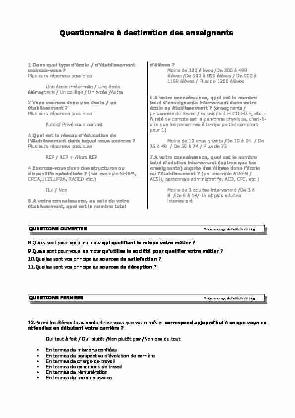 [PDF] Questionnaire à destination des enseignants - Mediapart