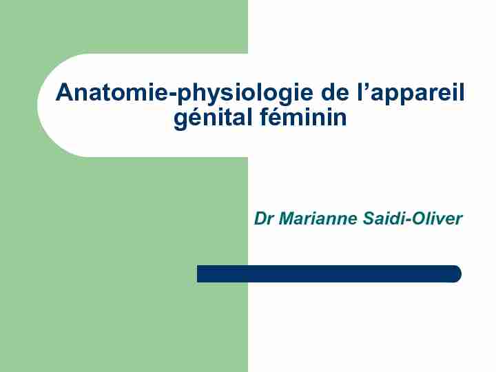 Anatomie-physiologie de l’appareil génital féminin