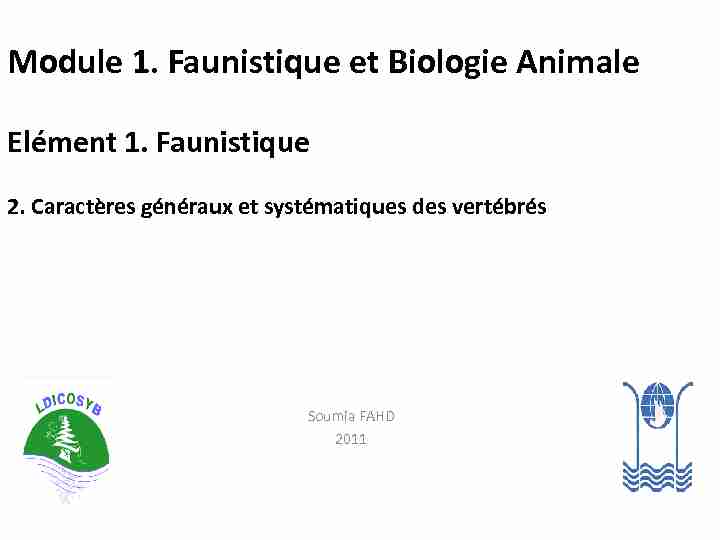 Module 1 Faunistique et Biologie Animale - F2School