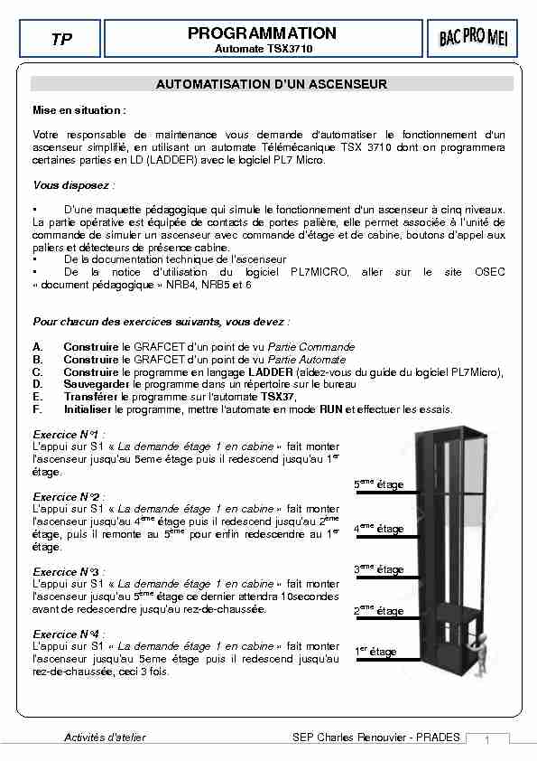 [PDF] programmation - automatisation dun ascenseur - osecfr