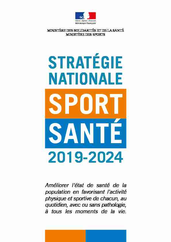 STRATÉGIE NATIONALE SPORT SANTÉ - Ministère de la Santé