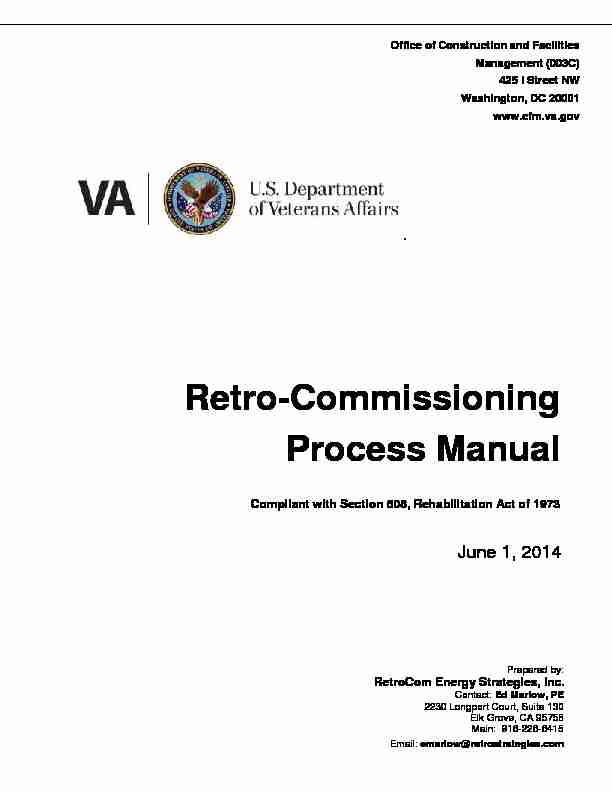 Retro-Commissioning Process Manual - Veterans Affairs