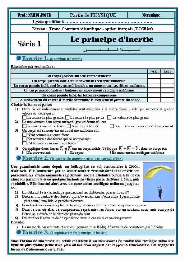 Niveau : Tronc Commun scientifique - option français (TCSBiof