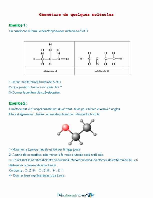 Searches related to géométrie des molécules exercices filetype:pdf