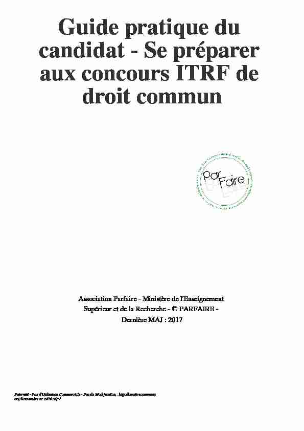 Guide pratique du candidat - Se préparer aux concours ITRF de