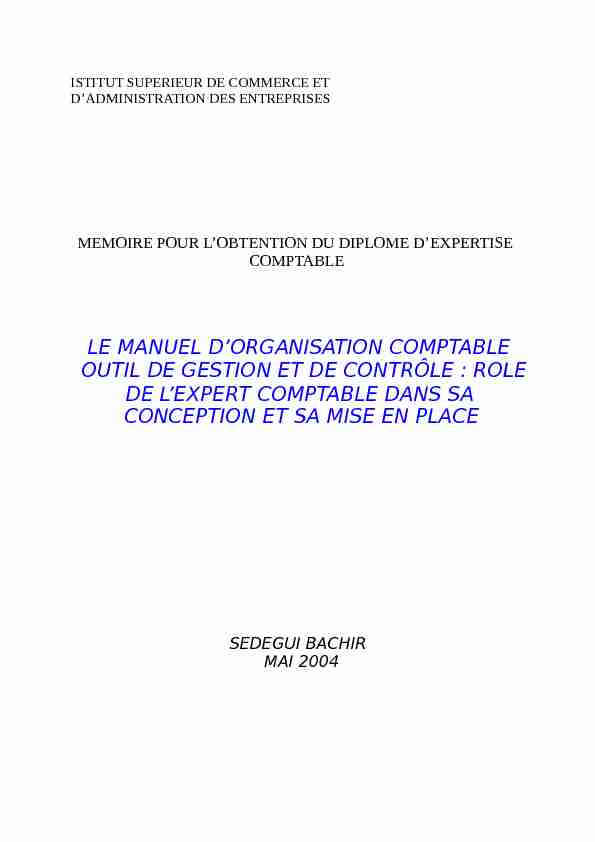 [PDF] LE MANUEL DORGANISATION COMPTABLE  - cloudfrontnet