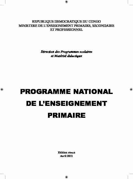 programme national de lenseignement primaire