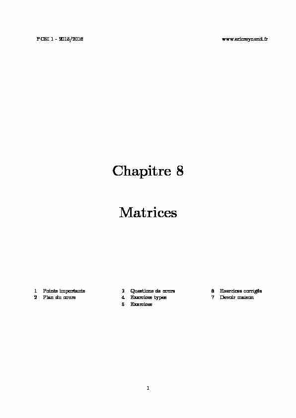 Chapitre 8 Matrices - Eric Reynaud