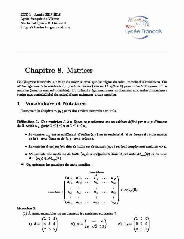 [PDF] Chapitre 8 Matrices