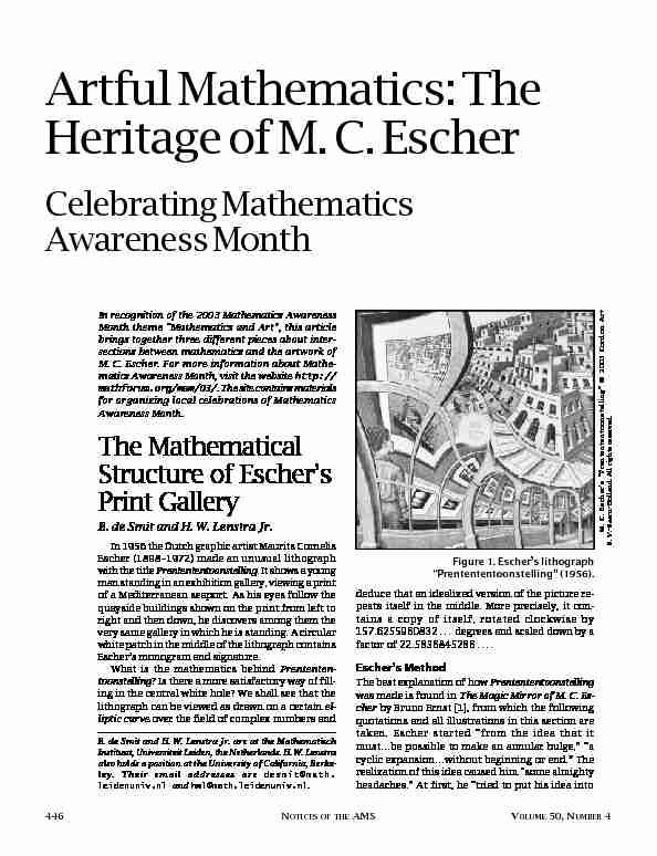 Artful Mathematics: The Heritage of M. C. Escher Celebrating