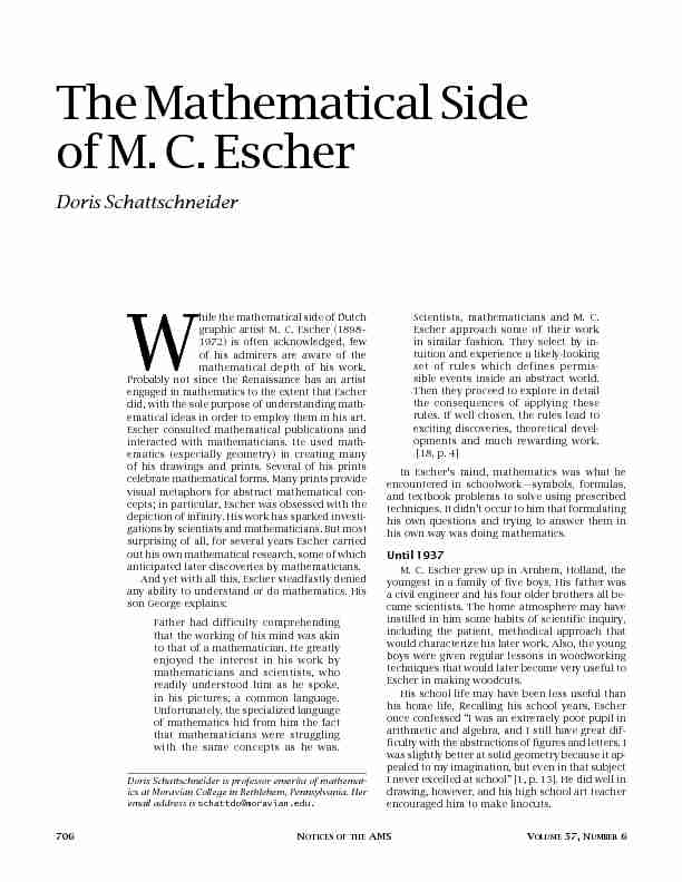 The Mathematical Side of MC Escher - American Mathematical Society