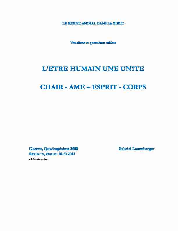 [PDF] LETRE HUMAIN UNE UNITE CHAIR - AME – ESPRIT - CORPS