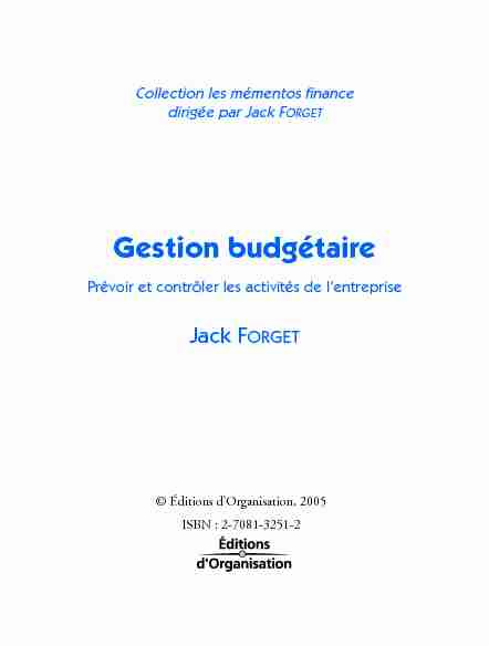 [PDF] Gestion budgétaire