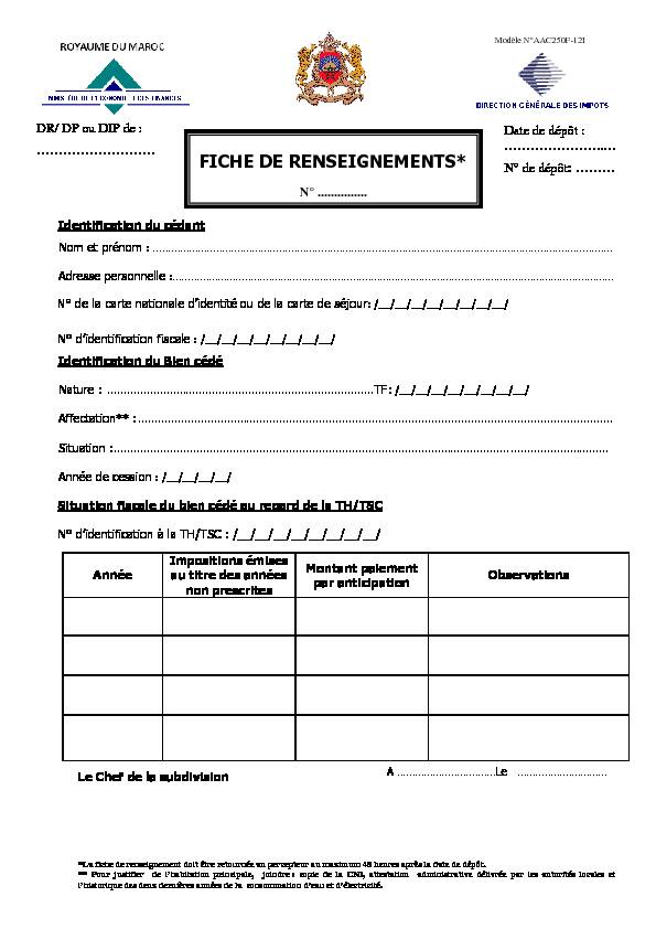 [PDF] FICHE DE RENSEIGNEMENTS*