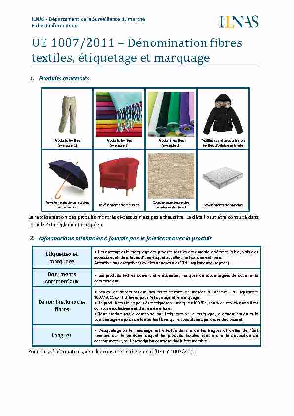 Dénomination fibres textiles étiquetage et marquage - UE 1007/2011