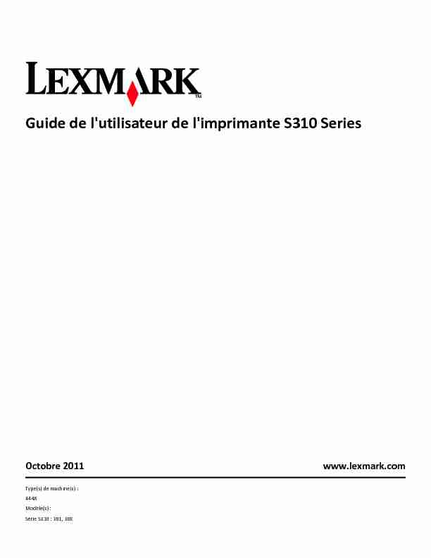 Guide de lutilisateur de limprimante S310 Series