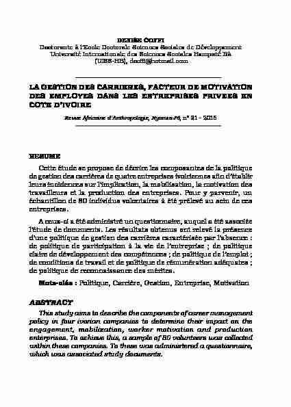 [PDF] LA GESTION DES CARRIERES, FACTEUR DE  - EDUCI