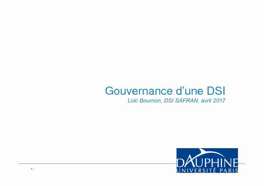 Gouvernance dune DSI Gouvernance dune DSI