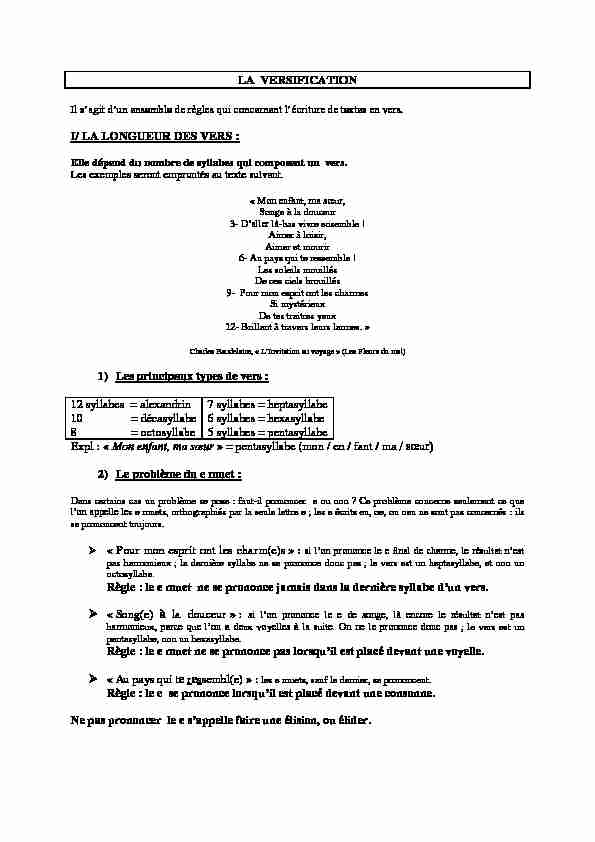 [PDF] Cours de versification - Lycée dAdultes