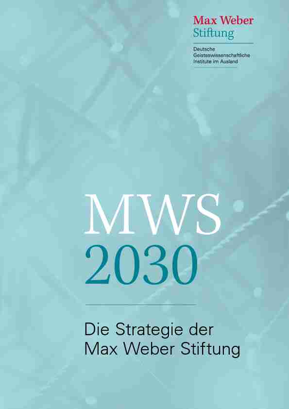 Die Strategie der Max Weber Stiftung