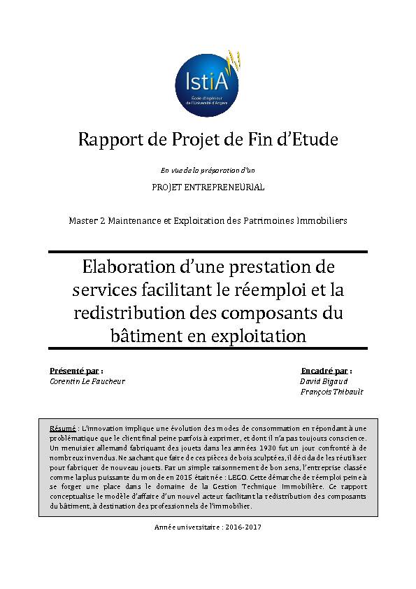 Rapport de Projet de Fin dEtude Elaboration dune prestation de