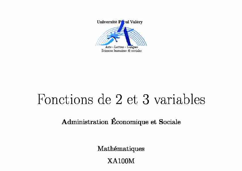 Fonctions de 2 et 3 variables