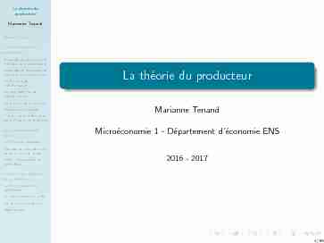 La th´eorie du producteur - Paris School of Economics